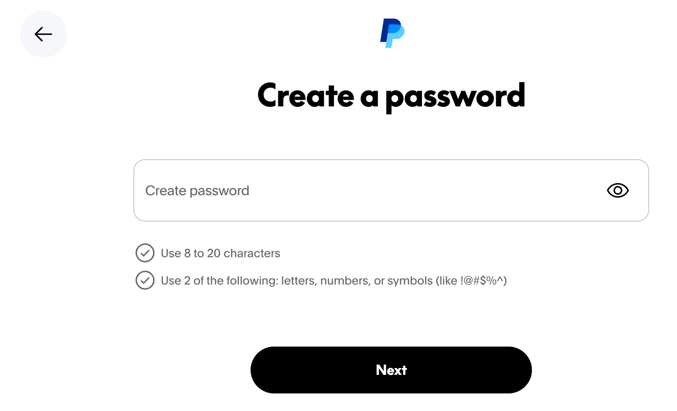 设置 PayPal 登录密码